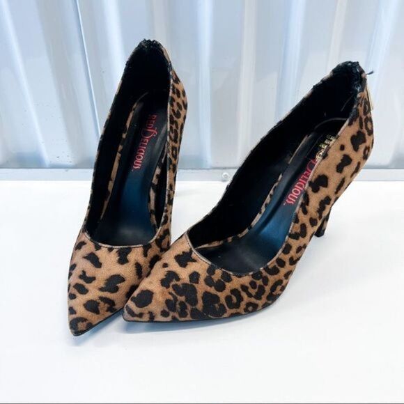 Delicious Women Sexy Leopard Pointed Toe Stilettos High Heels Slip On Dress Shoe - Picture 2 of 4